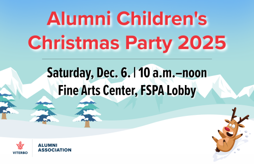 Alumni Children's Christmas Party 2025 Text: Alumni Children's Christmas Party 2025. Saturday, Dec. 6. 10 a.m.–noon. Fine Arts Center, FSPA Lobby