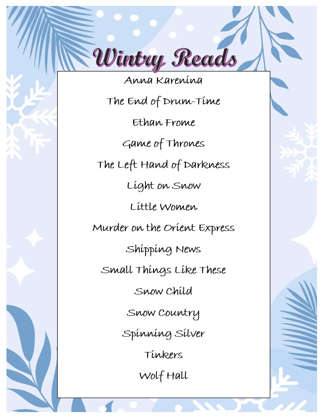 List of "Wintry Reads" book titles (see link for titles)