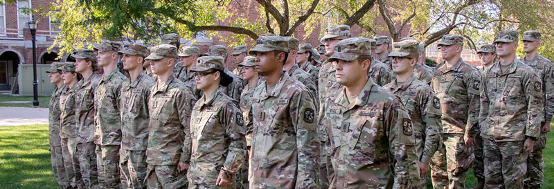 Military ROTC Students at attention