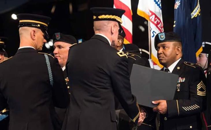 Jervie Windom, right, was nearing the end of a distinguished 24-year career in the U.S. Army when he decided to pursue a Master of Arts in Servant Leadership degree at Viterbo. He completed his degree work in 2015, and now he is pastor of a church he started near Houston, Texas.