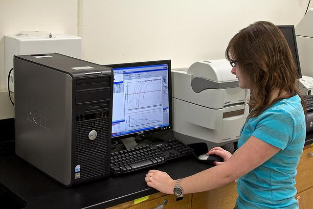 Science student on computer