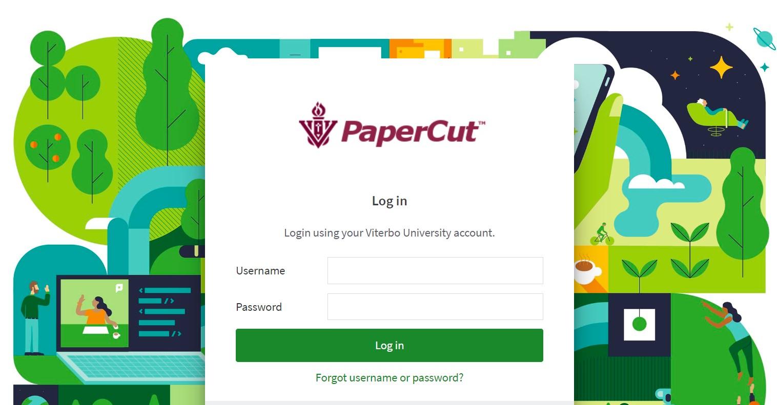 Screen shot of the WebPrint login screen