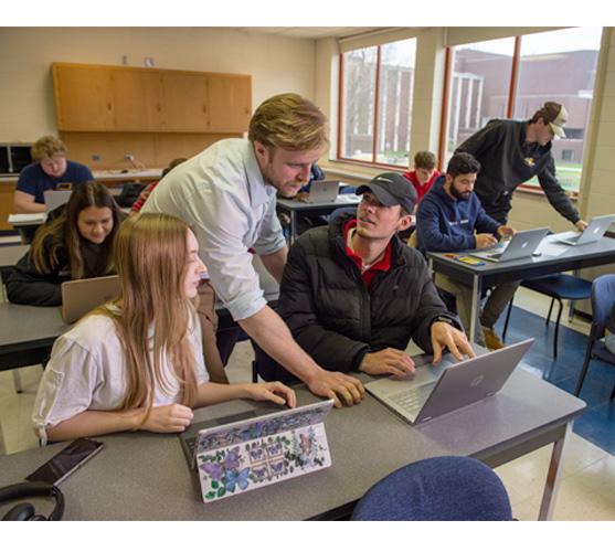 Business Faculty and Student