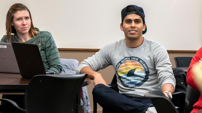 Student in computer science class