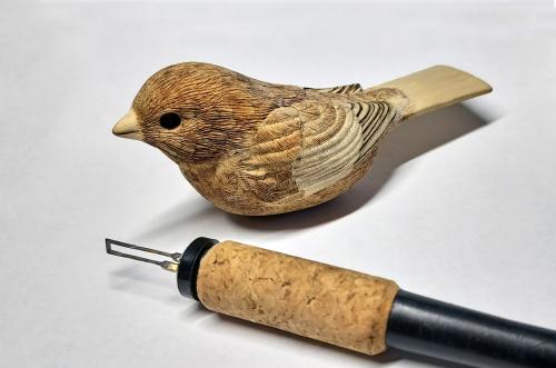 Jason Skoog's chickadee wood carving