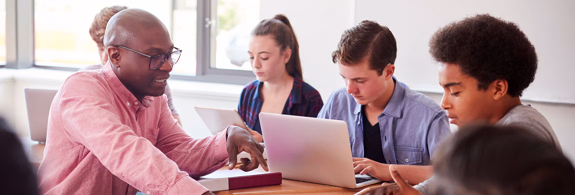Business Education teacher with students