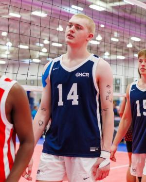Styrk Myhre, volleyball team.jpg Styrk Myhre, Biology Major playing V-Hawk Volleyball.jpg